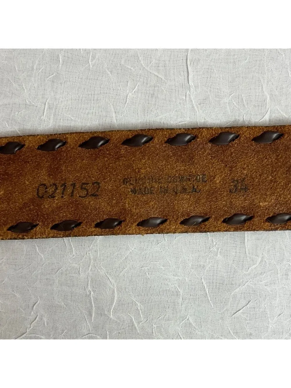Brown Hand Tooled Leather Men's Belt Size 34